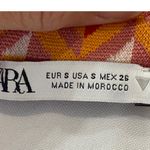 ZARA orange pink geometric high-rise flared jacquard legging pants NEW Sz Small Photo 3