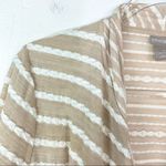 Chico's Chico’s Beige White Striped Open Front Long Sleeve Cardigan Small Photo 1