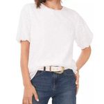 Vince Camuto  Puff Sleeve Lace Textured Blouse Women's Small White Layered Boho Photo 0