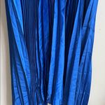 Boston Proper  Pleated High Neck Blouson Blue Midi Dress Photo 10