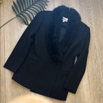 Vintage Karen Nicole New York 100% Wool Black Blazer with Faux Fur Collar Size 6 Photo 11