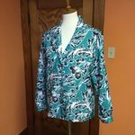 Vintage 80s colorful bright dressy blouse Green Size L Photo 7