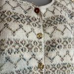 Reba Rose Vintage 1990s Y2K Beige Striped Cardigan Sweater 100% Cotton Small Photo 7