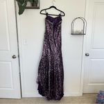 Cinderella Divine Purple Strapless Sequin Beaded Corset Back Long Gown Dress 4 Photo 1