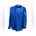 Daily Drills  Satin Coblat Blue Button Top Photo 4