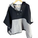 Ba&sh  Cape Colorblock Poncho Black Grey Lace Up Wool
Blend One Size Hooded Photo 1