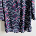 EXPRESS  size L cloud print long-sleeve blouse high-low hem Photo 2