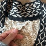 Alpha Moment Creme Wool Blend Knit Poncho Esq Knitted Trim Cardigan Size Small Black Photo 3