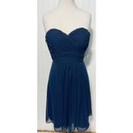 Bill Levkoff Chiffon Strapless Cocktail Dress Sweetheart Neckline Navy Dress 10 Photo 1