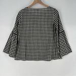 Madewell  Lightweight Cotton Gingham Checked Lace Up Bell‎ Sleeve Top Photo 10