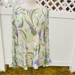 Nine West Mint Green Flutter Sleeve Pastel Pleated Plus Size Blouse Photo 4