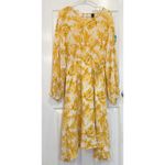 SheIn  Women's‎ Yellow Floral Print Long Sleeve Midi Dress Size L Photo 3