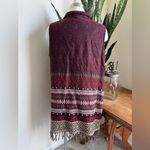 John Mark Boho Southwestern Sleeveless Cardigan Fringe Vest Burgundy large Photo 7