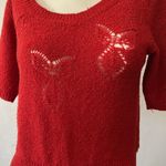 Esprit cecily red metallic scoop neck Caterpillar short sleeve sweater top M Photo 4