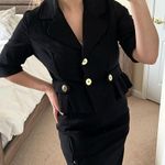 American Vintage Vintage Retro Black 2-Piece Jacket and Skirt Suit Set 6 Small Career Office Photo 12