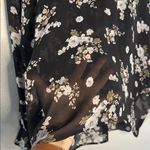 Vince Tossed Floral Print Sheer Blouse Top 100% Silk Black Long Sleeve Medium Photo 4