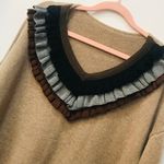 Earthbound EarthBeauty Boutique camel black Ruffle sweater sz Large. Photo 5