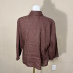 Richard Malcolm 100% Linen Button Down Brown Shirt Sz L Foral Beaded Boho Casual Size L Photo 3