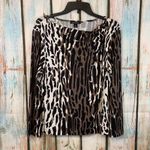 St. John 🚫SOLD🚫 Draped Leopard Print Long Sleeve Top Size Large Photo 1