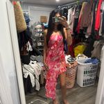 SheIn  Pink and Orange Strapless Ruffle Mesh High Low dress Size XS Photo 2