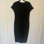 Universal Standard Black Short Sleeve Elle Ponte Knit Front Seam Midi Dress 2XS Photo 2