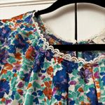 Perch Blu Pepper Size 2X Shirt Blue Ruffled Relaxed Blouse Floral Print Plus‎ Sz Photo 8