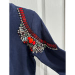 Women's HEMANT & NANDITA Navy Shoulder Embellished Sweatshirt XS, NWT Red Photo 3
