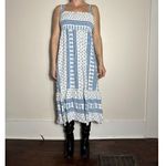 ZARA  White Blue Boho Cottagecore Midi Dress Size Small Photo 2