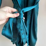 Bridesmaid Teal and Gold Silky Bathrobe, Size S/M Blue Photo 4