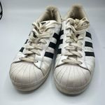 Adidas White Three Stripes Classic Lace Up Sneakers Womens 9.5 Black Shoes Photo 2