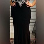 Prom High Neck Dress Black with Silver detailing Size M Photo 0