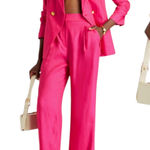 Veronica Beard  Robinne Wide Leg Linen Blend Pants Fuchsia Pink Size 8 Photo 0
