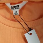 Steve Madden 's BB Dakota Dress Women's Size Medium Orange Ruched Short Sleeve Photo 4