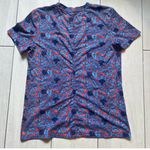 Tory Burch Pima Cotton Paisley Floral T-shirt M Blue Orange Preppy Hampton Chic Photo 3