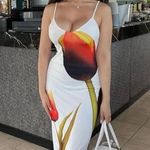 ZARA  Floral Maxi Dress strappy bodycon fitted bohemian summer vacation casual  Photo 6