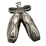 Vintage Sterling Silver Ballet Pointe Shoes Pendant Large 15g 1.25 Inch Photo 0
