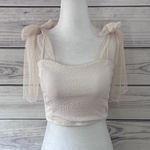Altar'd State Altar’d State Blakely Off White Tulle Tie Shoulder Crop Top Photo 3