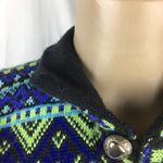 Obermeyer Blue & Green Print Knit Long Sleeve Winyer Ski Sweater M Photo 5