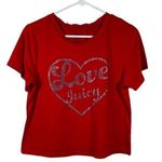 Juicy Couture  LOVE JUICY Red Cropped S/S Shirt Size XL EUC #VEG-0004 Photo 0