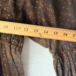 Karma Highway Brown Peasant Top Gold Dot Sheer Smocked Square Neck Medium Photo 7