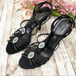Valentino Garavani  Black Satin Embellished Heels Photo 2