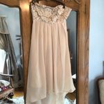 Jealous Tomato Womens Hi Lo Crochet Top Chiffon Overlay Dress in Apricot sz sm Photo 1