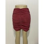ZARA Draped Corduroy Ruched Mini Skirt Dusty Burgundy Red Women’s Size Medium Photo 8