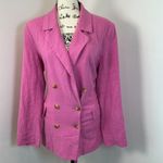Free People NWT  Pink Linen Blend Double Breasted Tie‎ Back Blazer Jacket - M Photo 7