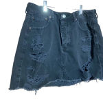 American Eagle  Black High Rise Buttom Up Distressed Mini Skirt Size‎ 12 Photo 2