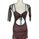 Romwe Y2K Sheer Mesh Overlay Mini Cut Out Babydoll Dress Bow Goth Vampy Prom Read Photo 0
