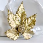 Vintage Leaf Brooch Gold Vermeil Coated Botanical Photo 3