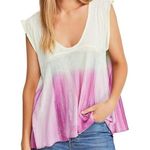 Free People Spring Break Combo Dip Tie Dye Paradise Tee Ombre Cream Purple XS Photo 0