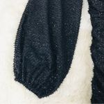 ASTR ‎  Black Low Cut Long Sleeve Mini Dress Fringe Shiny Metallic Ruched Small Photo 9