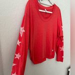 Free People Movement Orange Melrose Star Print Long Sleeve T-Shirt Women's S Photo 2